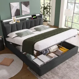 stilvora Polsterbett, Grau, Textil, 140x200 cm, Schlafzimmer, Betten, Polsterbetten