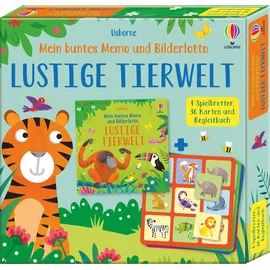 Usborne Publishing Mein buntes Memo und Bilderlotto: Lustige Tierwelt