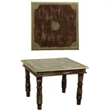 Vintage Wohnzimmertisch Beistelltisch aus Holz Anjay Braun - 55cm -