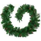 Tectake Weihnachtsgirlande naturgetreu mit Tannenzapfen 2,7m - rot/grün