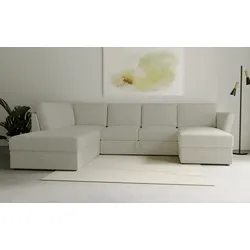 Wohnlandschaft HOME AFFAIRE "Lavars Schlafsofa", beige (sand), B:310cm H:90cm T:226cm, 53% strukturiertes Polyester, 47% Polyester, Sofas, mit Bettfunktion und Stauraum, in zwei verschiedenen Bezugsqualitäten