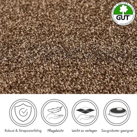 Andiamo Teppichboden ANDIAMO "Verona, Velours, Gesamthöhe 6 mm, Luxusklasse LC2", braun, B:500cm L:350cm, Kunstfaser, Teppiche, Uni Farben, Breite 400 cm oder 500 cm, strapazierfähig, pflegeleicht