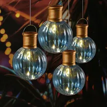 MARELIDA LED Solar Glühbirnen GLOW - Kugelleuchten - wamweiße LED - H: 11cm - Lichtsensor...