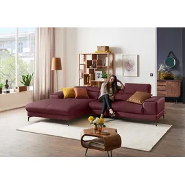 W.Schillig Ecksofa "Piedroo, Designsofa mit tollem Sitzkomfort, elegant und bequem, L-Form", rot (burgundy z69), B:303cm H:70cm T:193cm, Longlife Xtra-Leder Z69: Das feinnarbige, gedeckte Softleder Z69 besticht durch seine außergewöhnliche Weichheit im trendigen