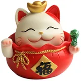 JAWSEU Winkekatze Harz Skulptur kleine Winkekatze Figur Statue, Glückskatze Chinesische Glückskatze Lucky Cat süße Katze Winkekatze Glückskatze Süße Glückbringen Für Home Display Car Decor