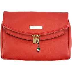 FLORENCE Schultertasche Florence 2in1 Damen Abendtasche (Schultertasche), Damen Leder Schultertasche, Clutch, rot ca. 24cm rot