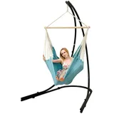 AMANKA XXL Hängesessel mit Gestell Hängestuhl für 2 Doppel Hängesitz Hängeliege Blau