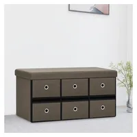 VidaXL Faltbare Sitzbank mit Stauraum Braun 76x38x38 cm Leinenoptik