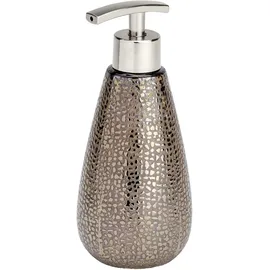 Wenko Seifenspender Marrakesh, nachfüllbar, für ca. 400 ml Flüssigseife, aus hochwertiger Keramik Versehen mit Einer eingearbeiteten Glanzstruktur im orientalischen Design, Ø 8 x 18,6 cm, Braun