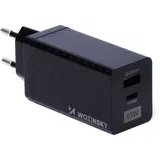 wozinsky 65W GaN-Ladegerät mit USB-Anschlüssen, USB C unterstützt QC 3.0 PD schwarz (WWCG01) - Schwarz