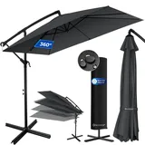 KESSER® Ampelschirm Holly Sonnenschirm Rechteckig inkl. Abdeckung mit Kurbel | Kurbel-Schirm mit Ständer UV-Schutz Aluminium Wasserabweisend Ø350cm Gartenschirm Marktschirm Anthrazit