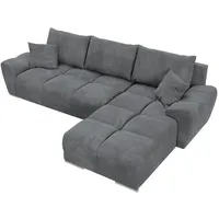 BroMARKT Ecksofa NUBES Schlaffunktion Bettkasten L-Form 298x184x85cm Grau - Grau