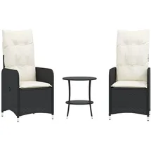 vidaXL Outdoor-Lehnstühle 2 Stk. mit Tisch 58 x 58 x 92 cm Schwarz