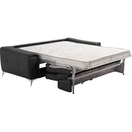Egoitaliano "Francine Designsofa, Loungesofa mit Dauerschlaffunktion, Breite 233 cm", mit Bettfunktion, Leder »BULL« schwarz, Fußfarbe chrom