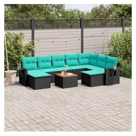 vidaXL Gartensofa-Set 10-tlg. Loungesofa schwarz