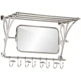 vidaXL Wandgarderobe mit Kleiderhaken & Spiegel Aluminium