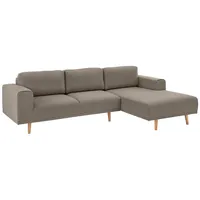 Ecksofa HOME AFFAIRE "Lasse L-Form" Sofas Gr. B/H/T: 273cm x 90cm x 167cm, Struktur fein, Recamiere rechts, braun im scandinavischen Stil mit Holzfüßen