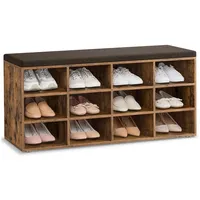 VASAGLE Schuhbank, Schuhregal mit Sitzfläche, Sitzbank mit Stauraum, Kissen,