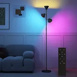 Stehlampe Wohnzimmer Dimmbar mit Leselampe, Stehleuchte RGB Farbwechsel