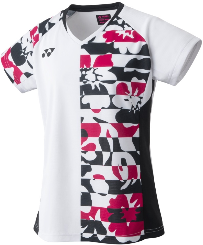 Yonex Badminton-Shirt V-Neck Tournament (offizielles Shirt der Nationalmannschaft) 2023 weiss Damen