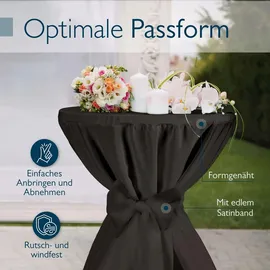 Beautissu Stehtischhusse Premium Schwarz Ø 70-75 cm