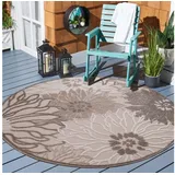 Sanat Teppich Floral 2 Outdoor, rund, Höhe: 6 mm, In- und Outdoor geeignet, florales Design, Balkon, Terasse beige Ø 200 cm x 6 mm