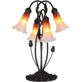 Bieye L30699 Lily Flowers Tiffany Style mundgeblasenes Glas Akzent Tischlampe Nachtlicht für Nachttisch Wohnzimmer Schlafzimmer Dekoration, 4 Lichter, Orange