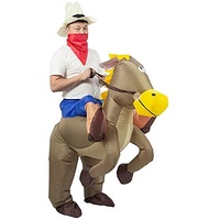 JYZCOS Aufblasbares Cowboy-Kostüm für Erwachsene, Western Pferd Reiter Kostüm (Braun)