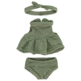 MINILAND BABY Miniland Strick-Kleiderset Dolls Kleid und Haarreif Grün (31683)