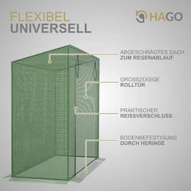Hago HAGO® Foliengewächshaus Tomatenhaus Pflanzenzelt Stecksystem Reißverschluss Grün