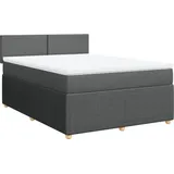 vidaXL Boxspringbett mit Matratze Dunkelgrau 140x200 cm Stoff