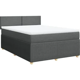 vidaXL Boxspringbett mit Matratze Dunkelgrau 140x200 cm Stoff