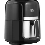 Homcom Heißluftfritteuse 4L Airfryer mit 12 Programmen, 60 Min Timer, antihaftbeschichtetem Korb, 1300W Fritteuse ohne Öl, mit Überhitzungsschutz, LED-Touch-Display, Schwarz