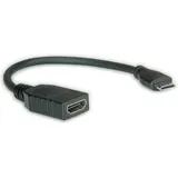 Value HDMI High Speed Kabel mit Ethernet, HDMI BU - Mini HDMI ST 0,15m Schwarz 11.99.5586 Geschirmt