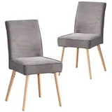 B&D home Cedric Esszimmerstühle 2er Set Anthrazit | Küchenstuhl Holz mit komfortabler Taschenfederkern-Polsterung | Polsterstuhl Kord Stoff im Skandi Design