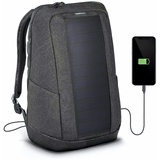 SUNNYBAG Iconic | Solar-Rucksack mit integriertem 7 Watt Solar-Panel | USB-Anschluss | Wireless-Charging | 17-Zoll Laptopfach | 20 Liter | Wasserabweisendes Recycling-Textil |Graphite