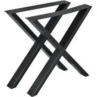 [en.casa] Tischgestell Greith 2er-Set X-Form Schwarz 69x72 cm