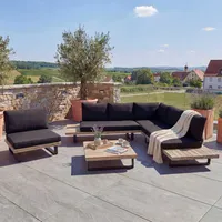 Mendler HWC-H54 Loungeset hellbraun/dunkelgrau