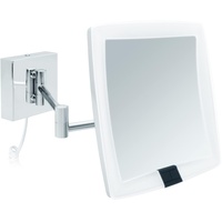 Libaro LED Kosmetikspiegel mit Sensor Verona eckig 5fach Vergrößerungsspiegel quadratisch Wandmontage weißes Kabel