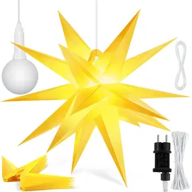 Kesser KESSER® Leuchtstern 3D, LED Weihnachtsstern mit Timer für innen und außen, Adventsstern Beleuchtet hängend Stern + Warmweiß Licht