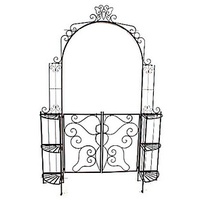 Garden Pleasure Rankbogen mit Tor LAKI Metall schwarz Bogen 156,0 x 233,0 cm