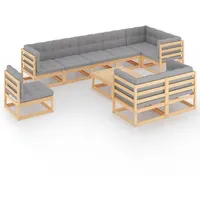 vidaXL Garten-Lounge-Set 10-tlg. natur/grau 3076729