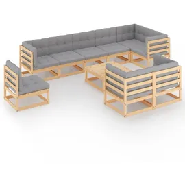vidaXL Garten-Lounge-Set 10-tlg. natur/grau 3076729