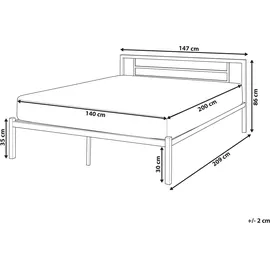 Beliani Metallbett Weiß 140 x 200 cm