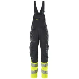 Mascot Latzhose Knietaschen, Stretch-Einsätze Latzhose 82C62 schwarzblau/hi-vis gelb