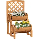 Outsunny Blumenkasten mit Rankhilfe, Pflanzkasten im rustikalen Design, für Garten, Terrasse, Balkon, Gelb,