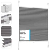 Sekey Plissee ohne Bohren Verdunkelung, Fenster Plissee Klemmfix Jalousie 55 cm breit, Verspannt Blickdicht Sonnenschutz Fensterollo, Dunkelgrau