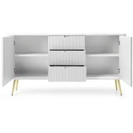 Deine Möbel 24 Kommode 168 x 87 x 39 cm Weiß / Schwarz / Beige / Gold