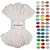 Sznurkomania, Geflochtene Baumwollkordel 3mm 100m, 46 Farben, Häkelkordel, Makramee Kordel, Makramee Garn, Premium Garn, Makramee Seil, (Weiss)