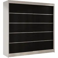 Silape Sofnet Schwebetürenschrank Weiß, Schwarz, Holzwerkstoff, Rechteckig, 200x215x58 cm